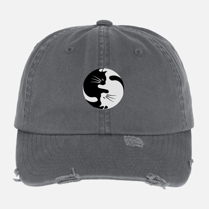 chat yin yang Casquette vintage effet usé Flexfit