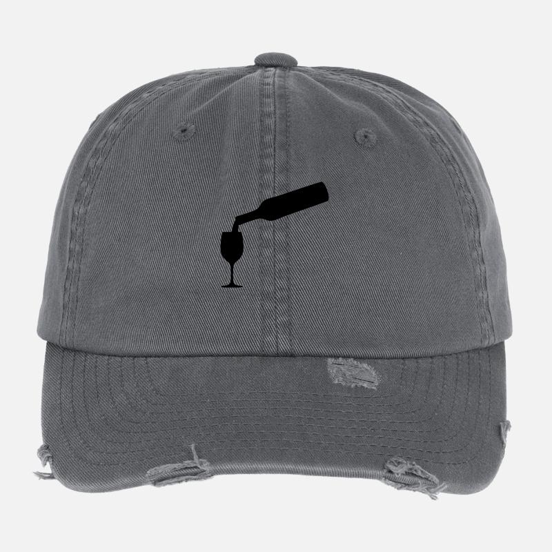 weinflasche wein weinglas Flexfit Vintage Destroyed Cap