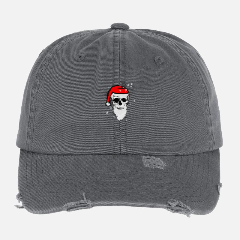 Skull Artwork - Santa Claus. Flexfit Vintage Destroyed Cap