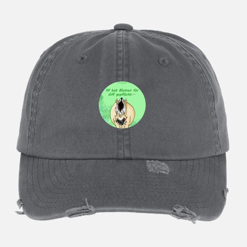 Blumen - Flexfit Vintage Destroyed Cap - Dunkelgrau