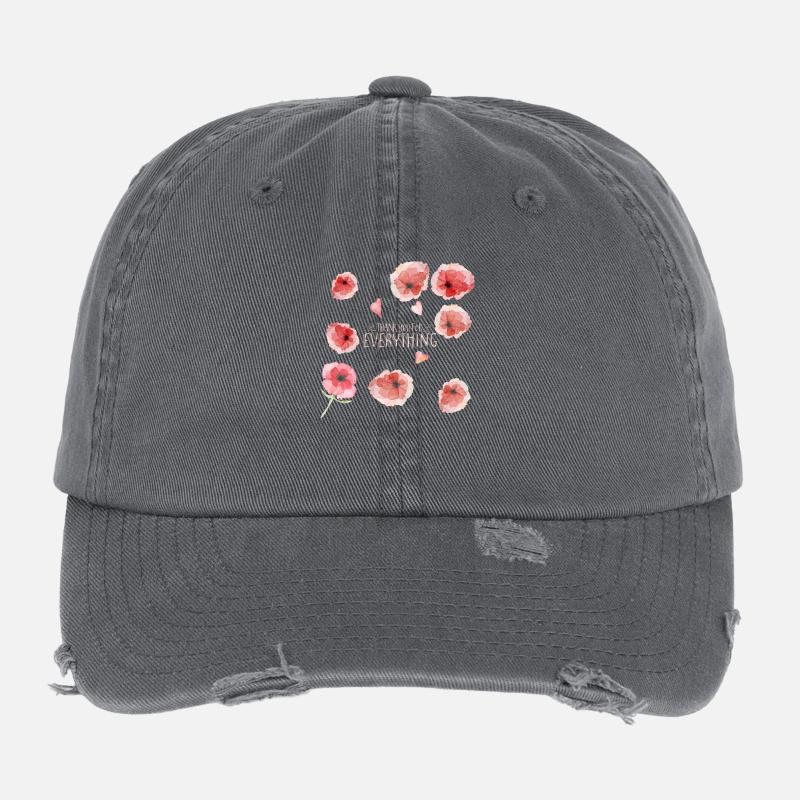 Thank you for everything -Danke dankeschön Blumen - Flexfit Vintage Destroyed Cap - Dunkelgrau