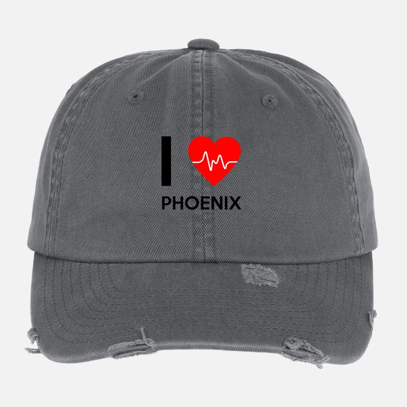 J'aime Phoenix - I Love Phoenix - Casquette vintage effet usé Flexfit - charbon