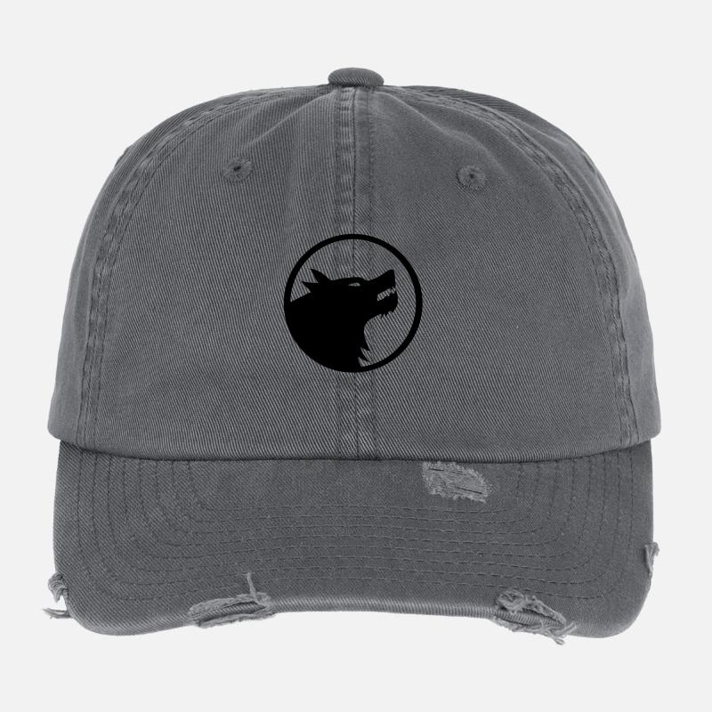 wolf_11a - Flexfit Vintage Destroyed Cap - dark grey