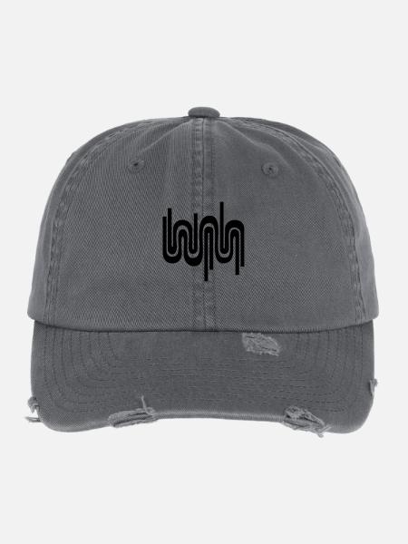 Abstract wave / 70s pattern - Flexfit Vintage Destroyed Cap - dark grey - Front