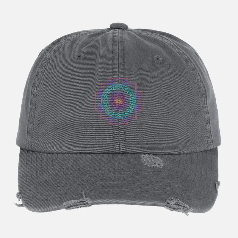 Sri Yantra - en filigrane Casquette vintage effet usé Flexfit