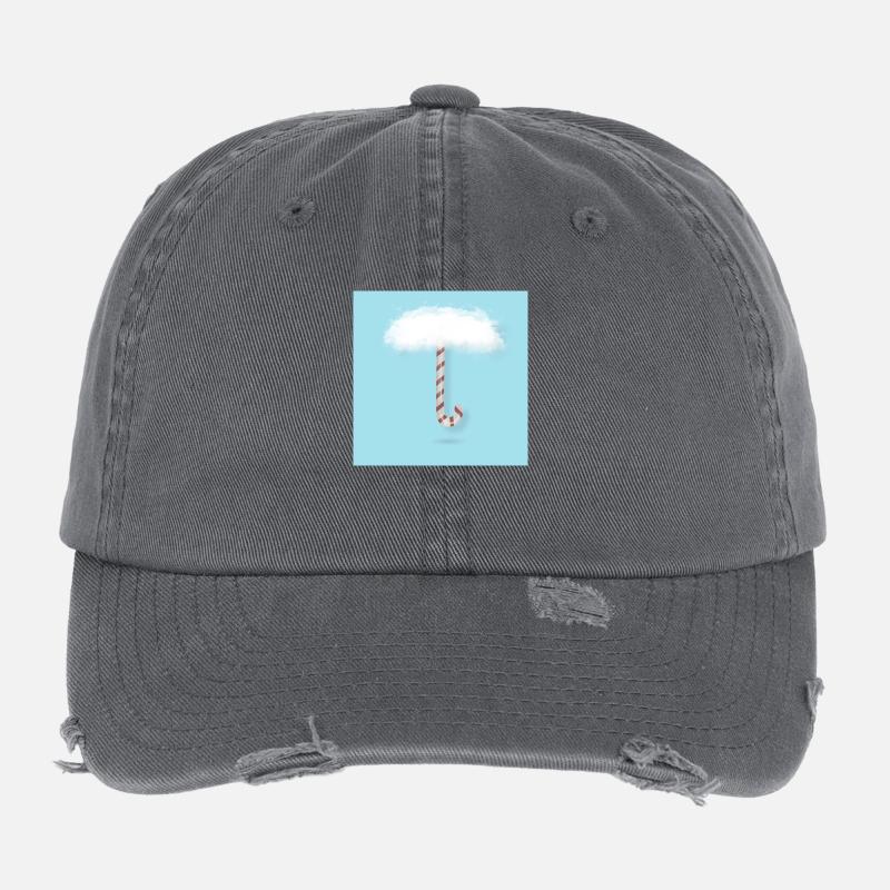Candy Cane with Clouds Flexfit Vintage Destroyed Cap