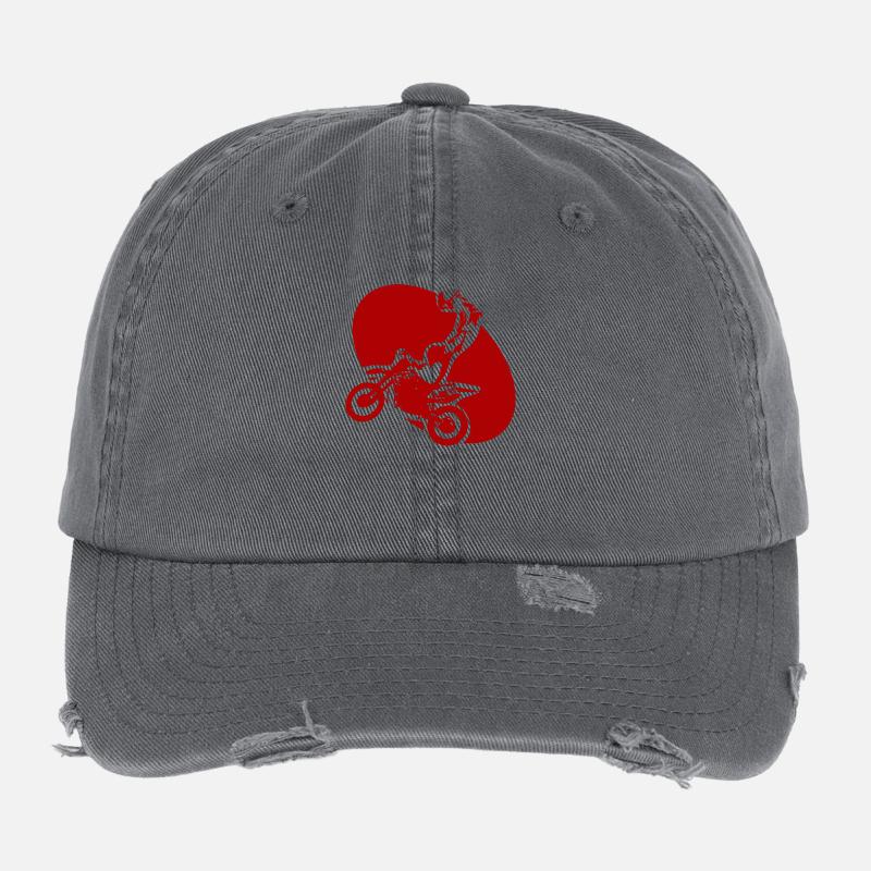 Rote Motorrad Motorradfahren Flexfit Vintage Destroyed Cap