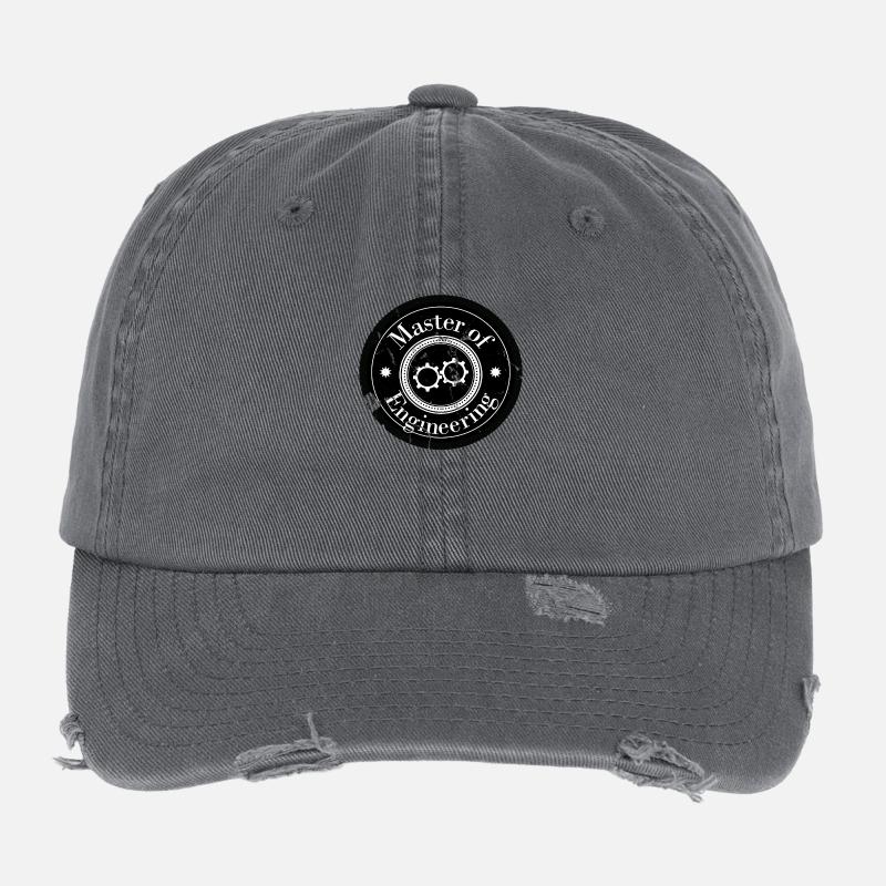 Patch du logo Master of Engineering - Casquette vintage effet usé Flexfit - charbon