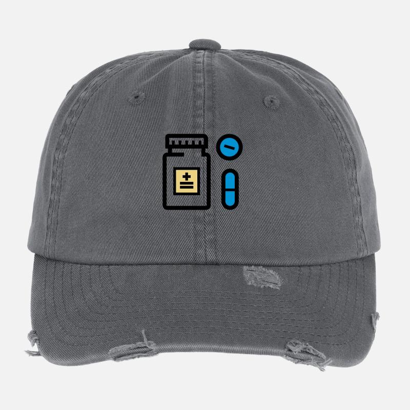 Pillen, Medikamente, Medizin, Drogen, Pillendose Flexfit Vintage Destroyed Cap