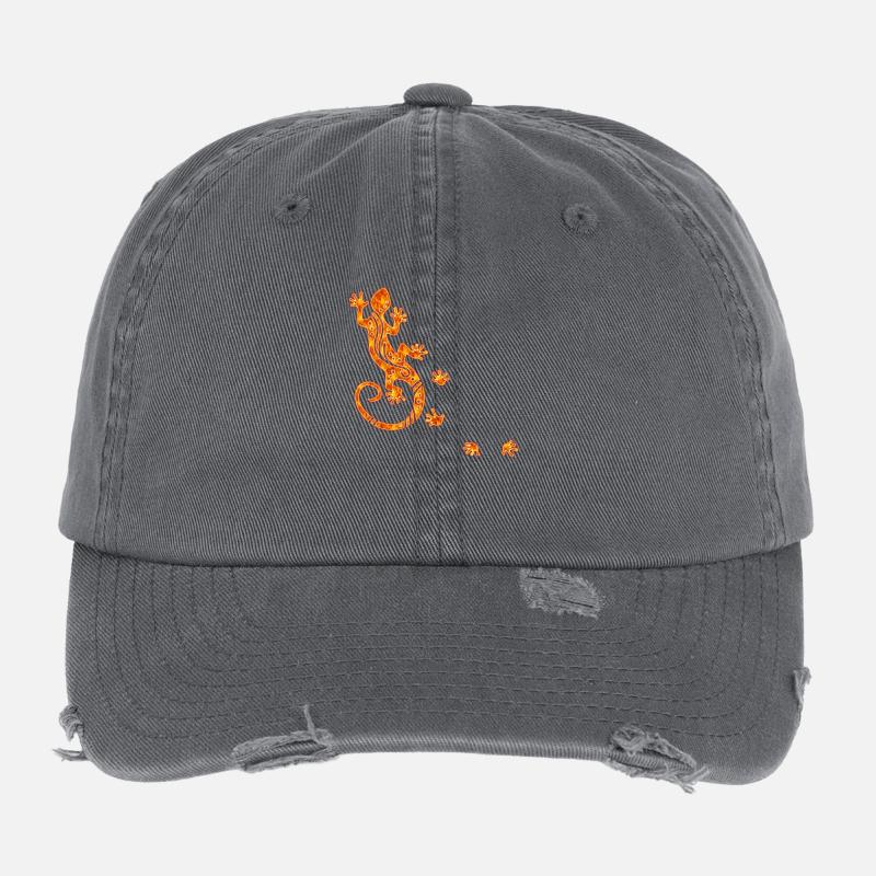 Running Gecko Fire Flexfit Vintage Destroyed Cap