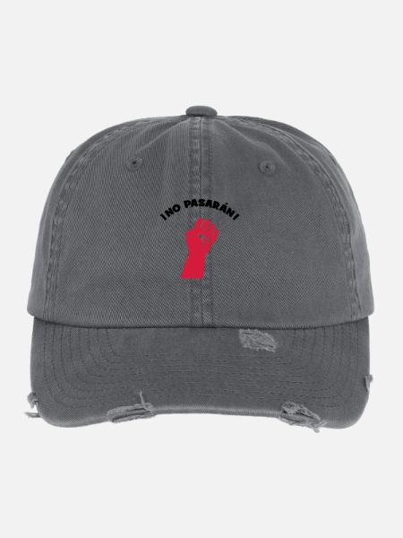 No Pasaran - Ils ne passeront pas ! - Casquette vintage effet usé Flexfit - charbon - Devant