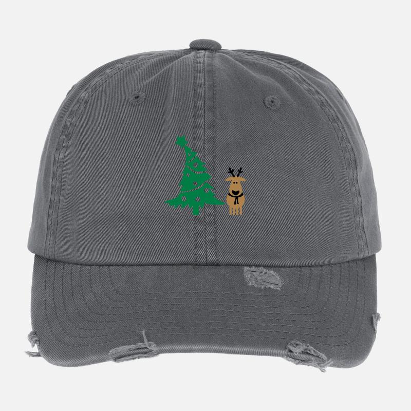 Rentier & Weihnachtsbaum Flexfit Vintage Destroyed Cap