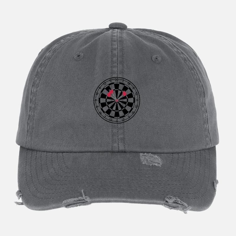Triples Bulls Eye Jeu de fléchette Fléchettes Casquette vintage effet usé Flexfit