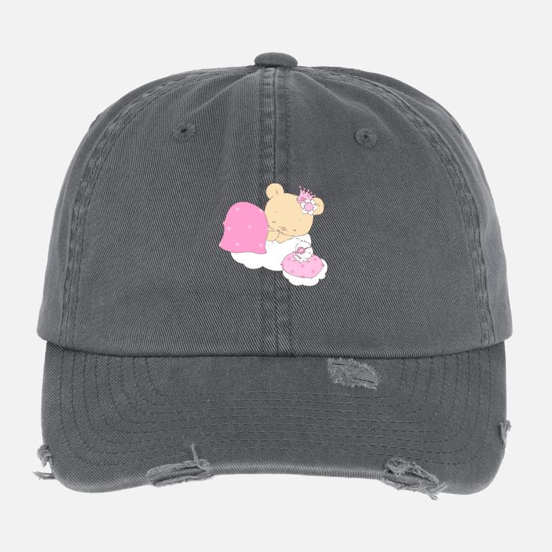 Bear princess sleeping on cloud Flexfit Vintage Destroyed Cap