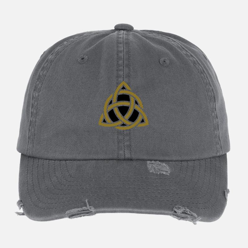 Keltisches Symbol, Triquetra, Patricks Day, Knoten - Flexfit Vintage Destroyed Cap - Dunkelgrau