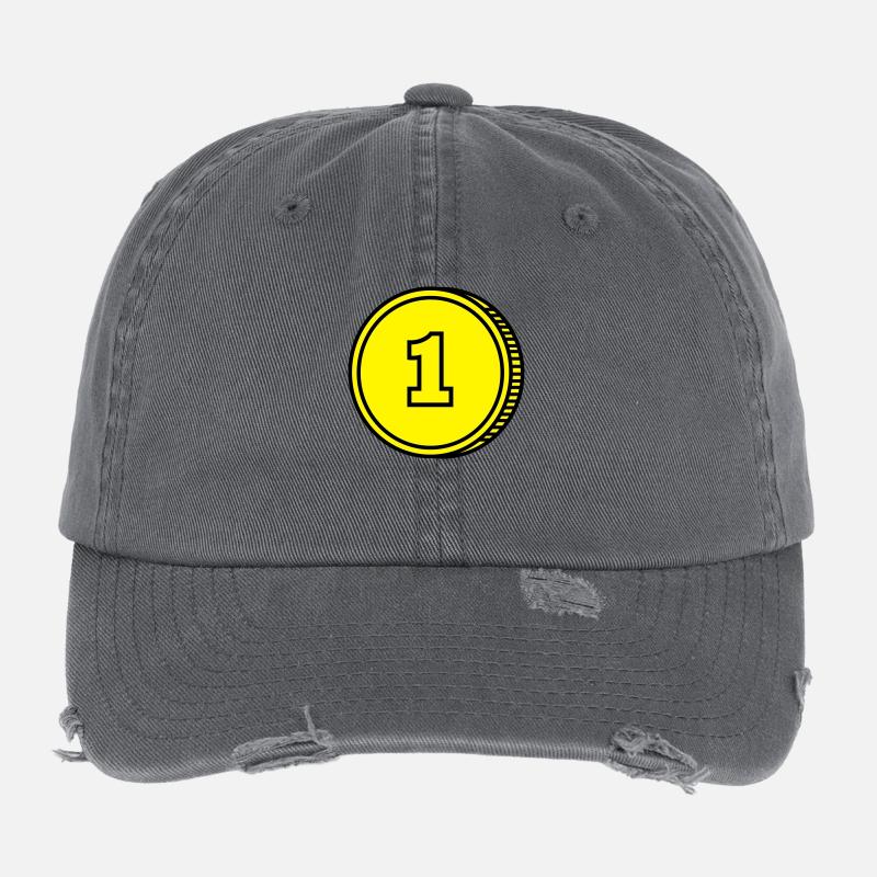 coin pièce de monnaie Casquette vintage effet usé Flexfit