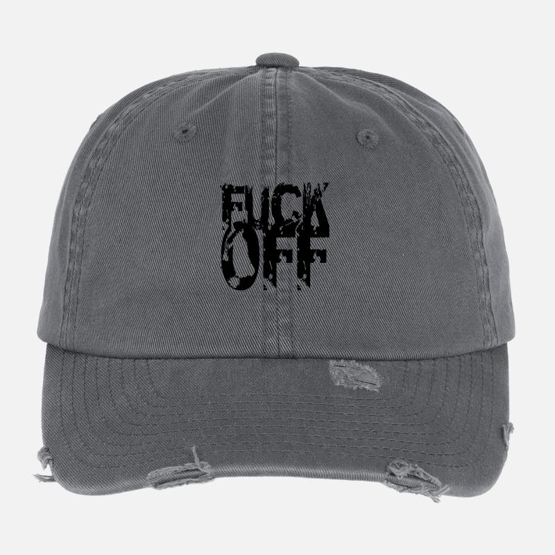 Fuck off print Flexfit Vintage Destroyed Cap