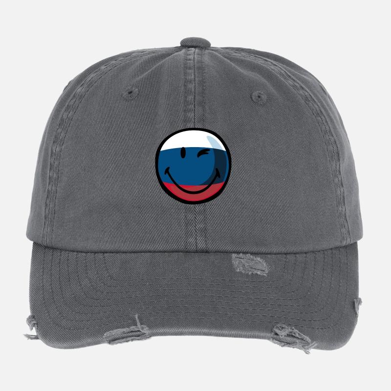 Smiley flag russia Casquette vintage effet usé Flexfit