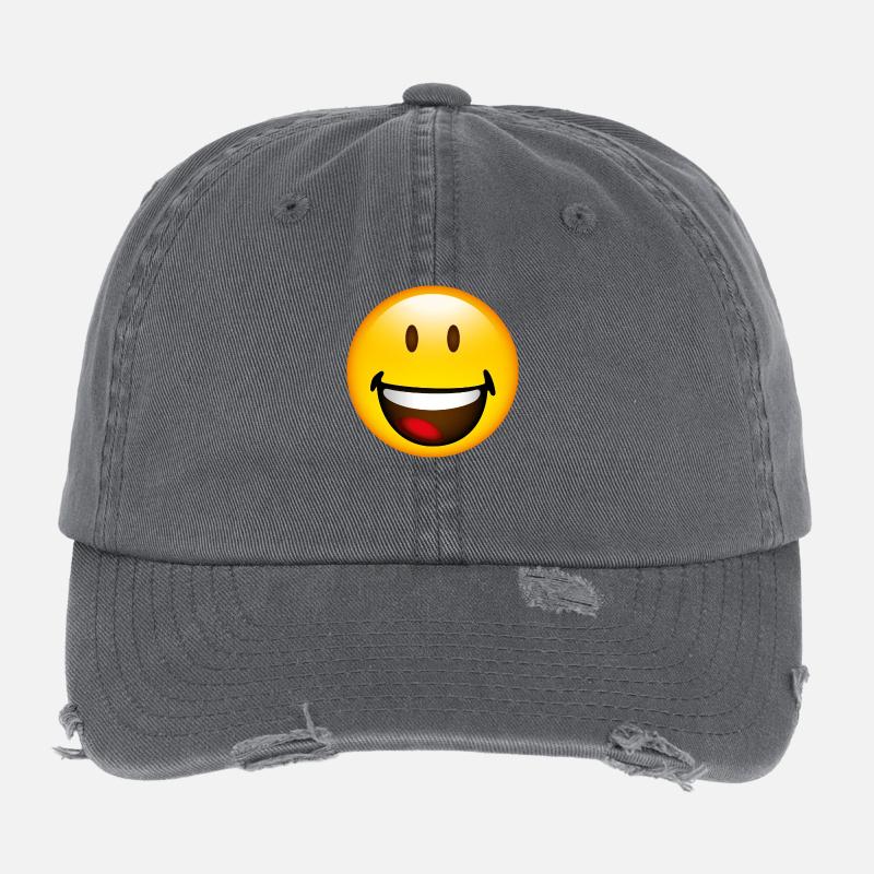 Smiley Laugh - Low Profile Destroyed Cap - mørkegrå