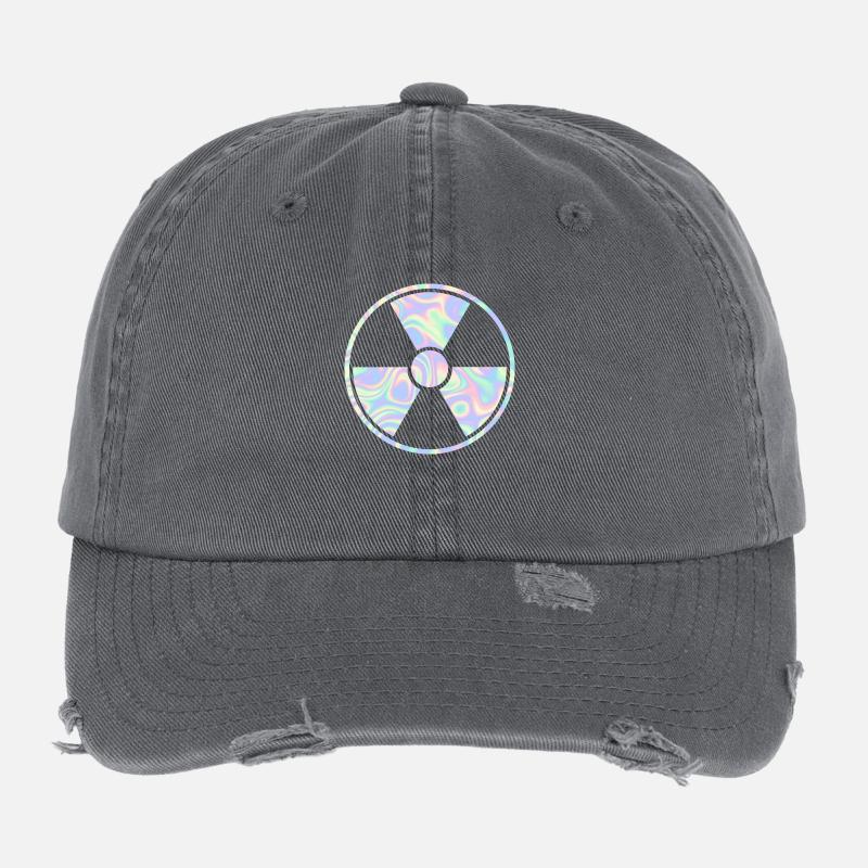 Vaporwave Radioactive Sign Flexfit Vintage Destroyed Cap