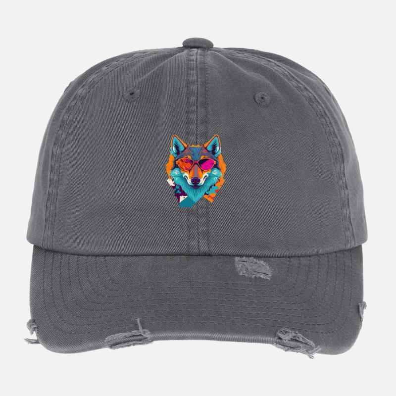 Retro-Wolfsaufstand Flexfit Vintage Destroyed Cap