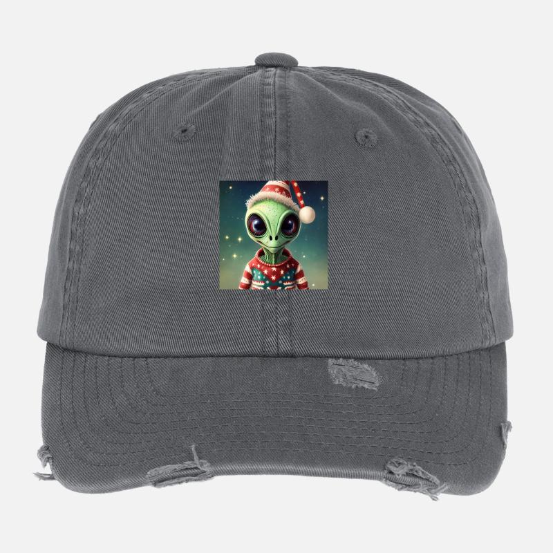 Alien trägt einen hässlichen Weihnachtspullover Flexfit Vintage Destroyed Cap