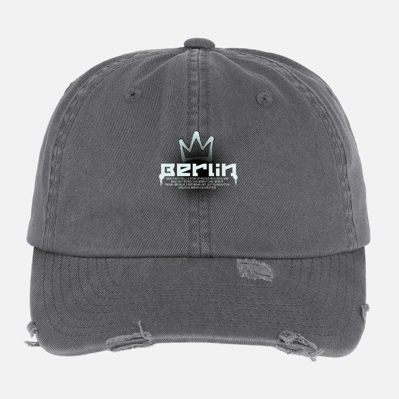 Lettrage Berlin avec couronne Casquette vintage effet usé Flexfit