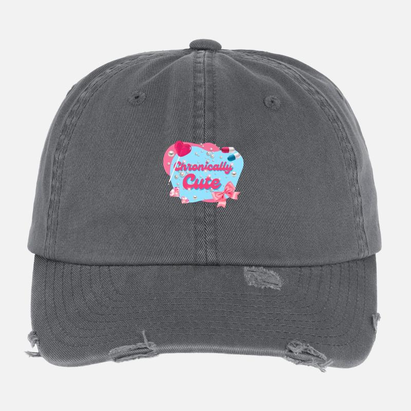 Chronically Cute Lolly Bow Pills Diamonds Flexfit Vintage Destroyed Cap