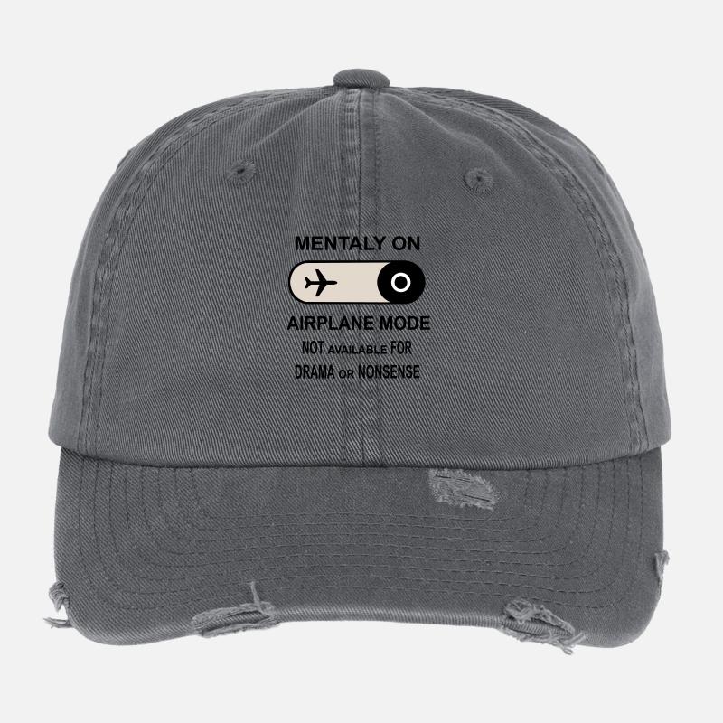 Mentally on Airplane Mode Flexfit Vintage Destroyed Cap