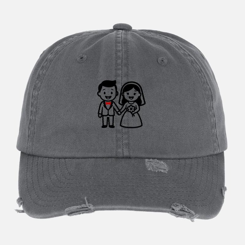 Couple de mariés Casquette vintage effet usé Flexfit