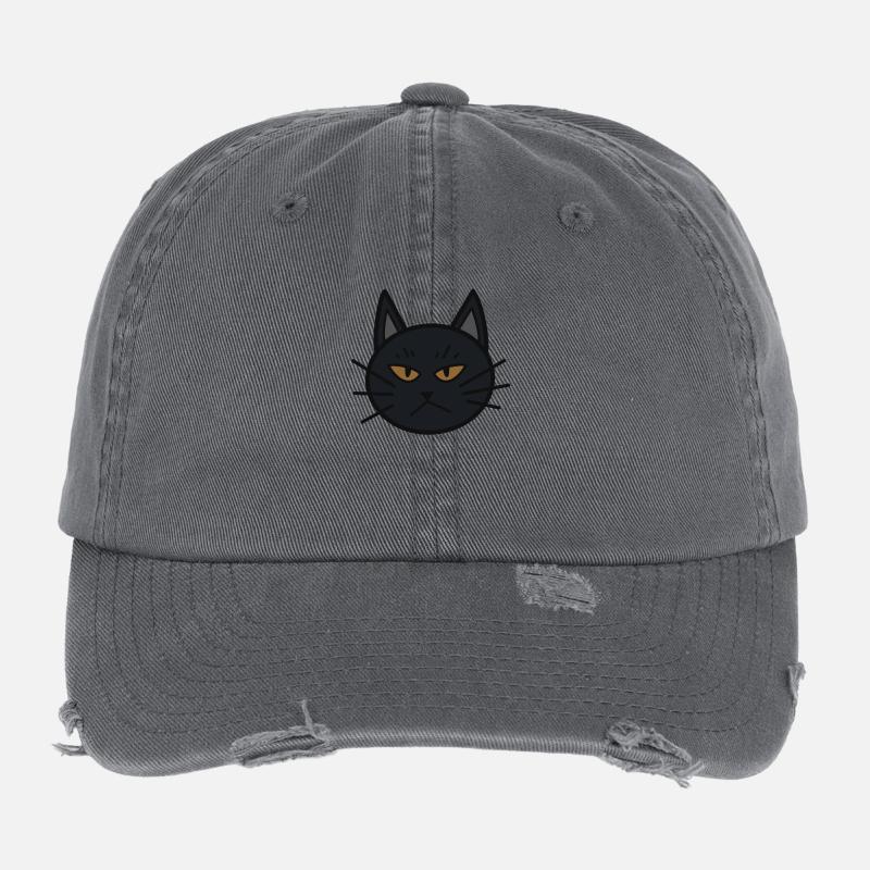 Nero die Katze Flexfit Vintage Destroyed Cap