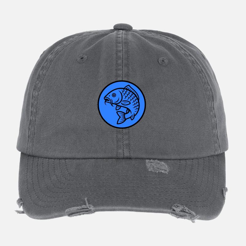 Carp Fish Flexfit Vintage Destroyed Cap