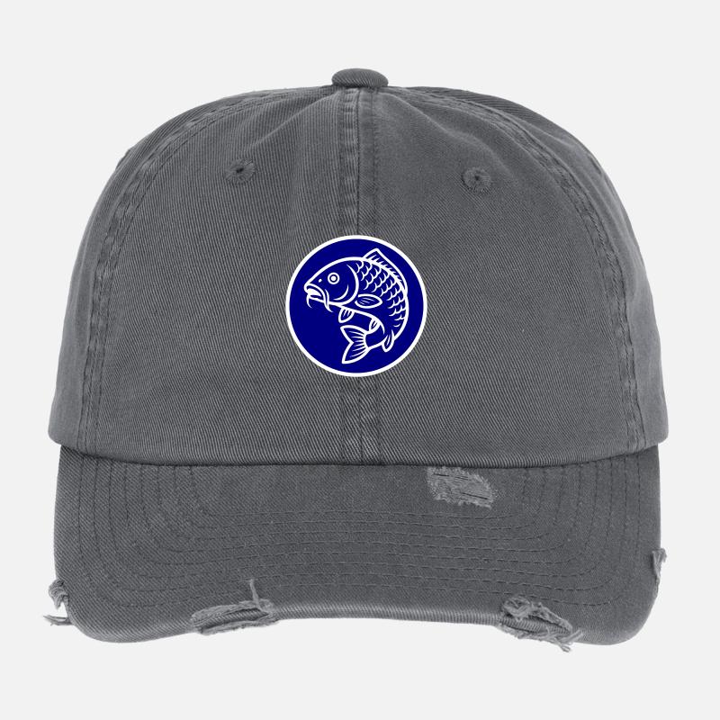 Icône de poisson carpe Casquette vintage effet usé Flexfit