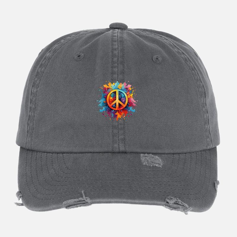 Signe de paix Casquette vintage effet usé Flexfit