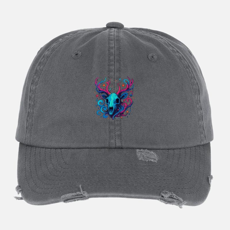 Antler Skull Flexfit Vintage Destroyed Cap
