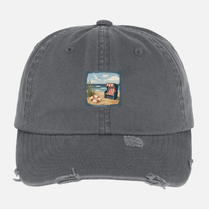 Collage de plage de la mer Baltique pour le bon sentiment de vacances Casquette vintage effet usé Flexfit