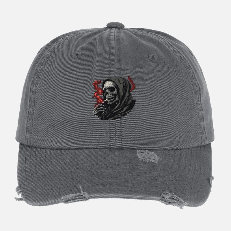 Grim Reaper avec une cigarette. Casquette vintage effet usé Flexfit