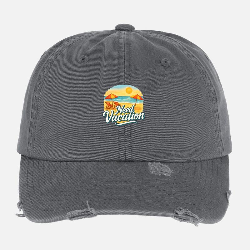 Need Vacation Flexfit Vintage Destroyed Cap