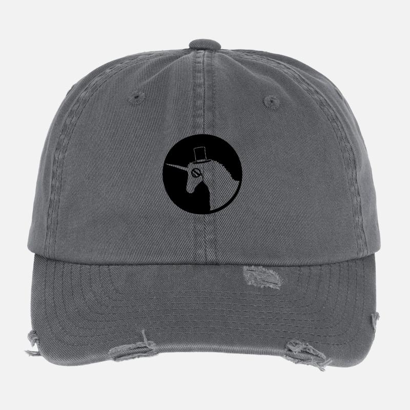 Licorne Sir Gentleman Mr. Rich Monocle Chapeau haut de forme Casquette vintage effet usé Flexfit