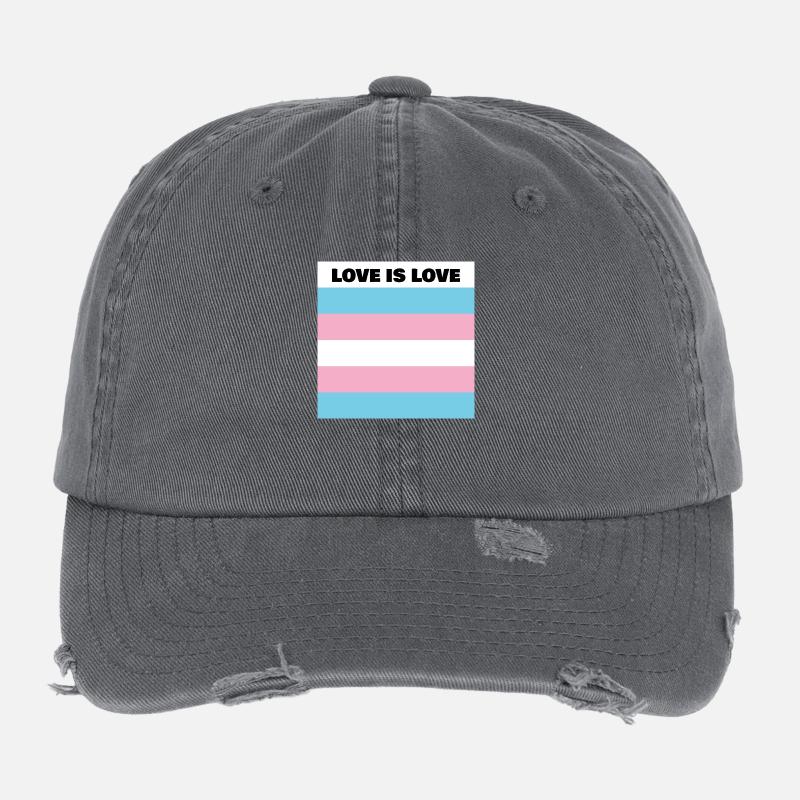 Drapeau LOVE IS LOVE TRANS Casquette vintage effet usé Flexfit
