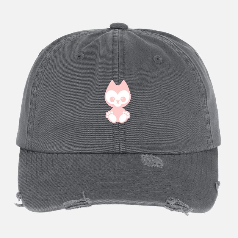 petits animaux - chat rose Casquette vintage effet usé Flexfit
