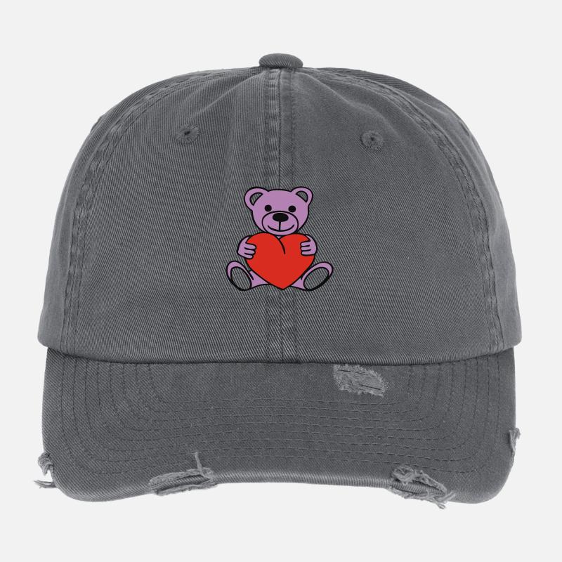 ourson & coeur Casquette vintage effet usé Flexfit