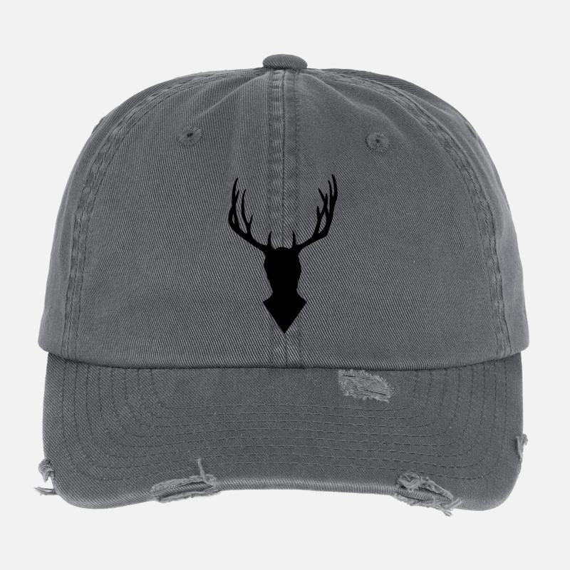 Hannibal - Deer head - Casquette vintage effet usé Flexfit - charbon