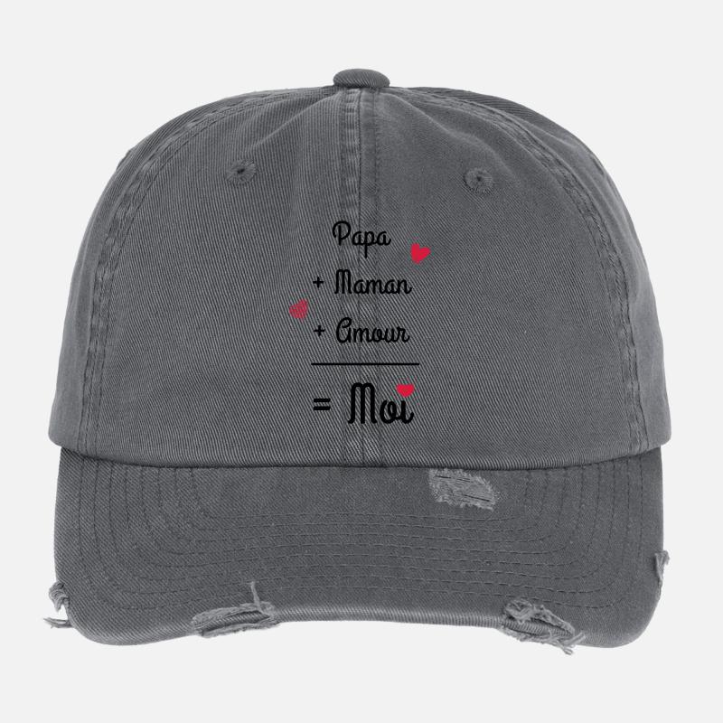 Papa + Maman + Amour Casquette vintage effet usé Flexfit
