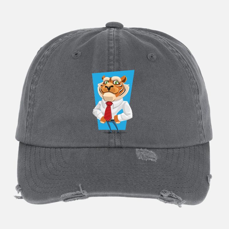 tiger in suit Flexfit Vintage Destroyed Cap