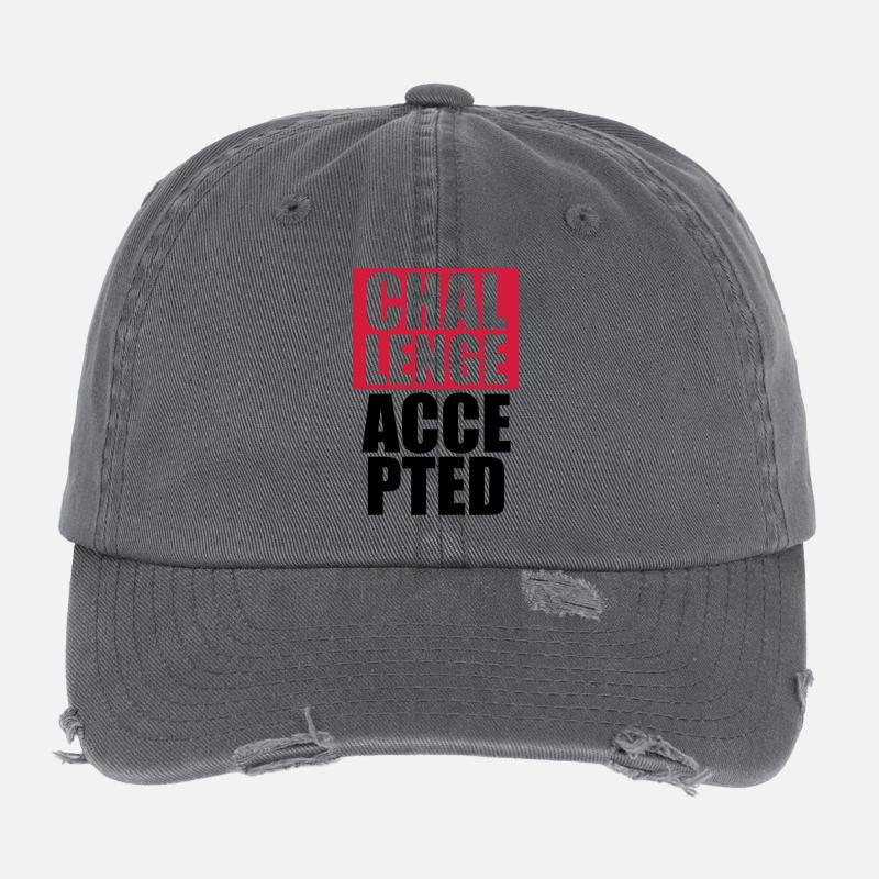 Cool Challenge Accepted texte Design Casquette vintage effet usé Flexfit