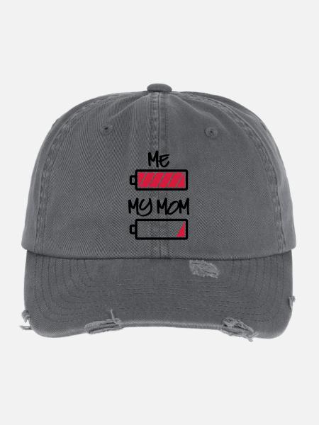 moi ma batterie de maman - ma mère et j’ai pile - Casquette vintage effet usé Flexfit - charbon - Devant