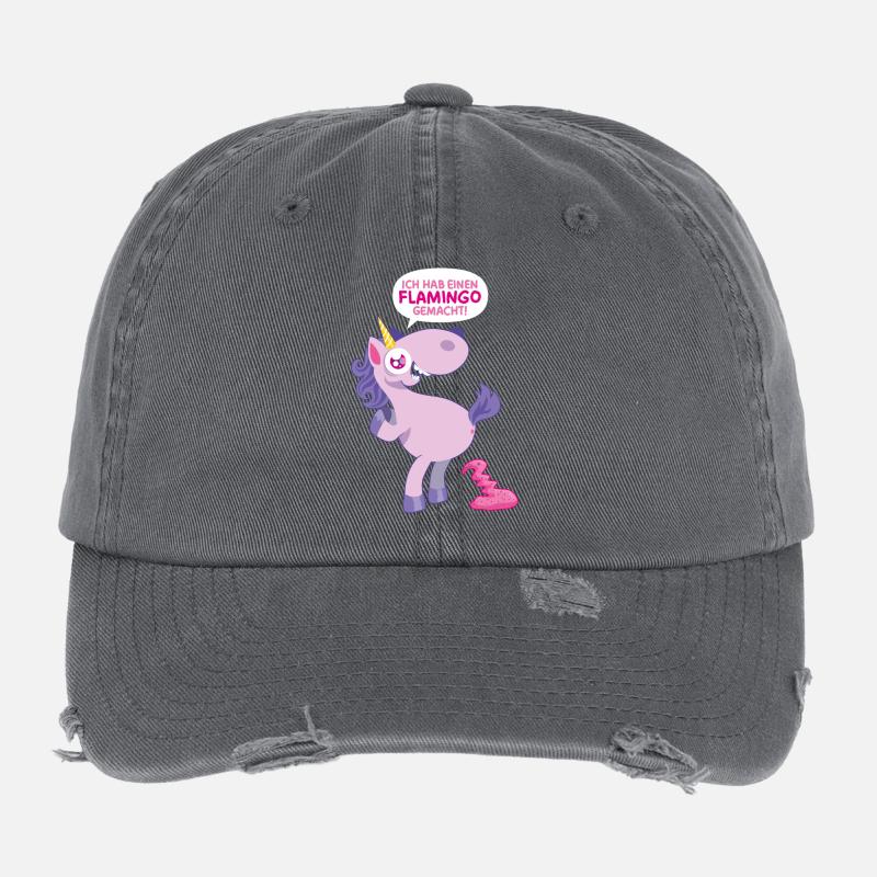 Einhorn Flamingo gemacht Flexfit Vintage Destroyed Cap