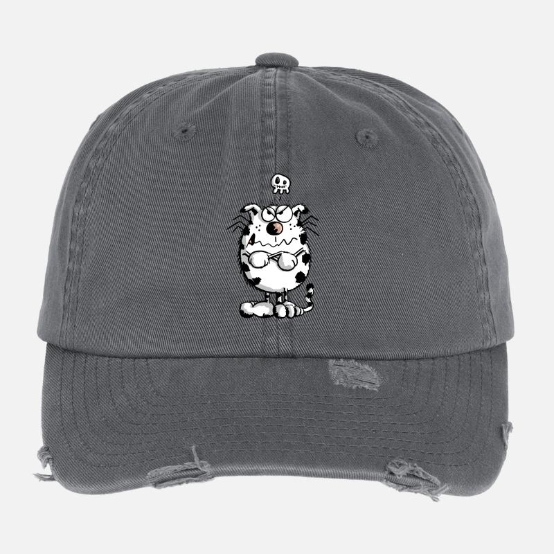 Mies gelaunte Katze - Comic - Skull - Fun Flexfit Vintage Destroyed Cap