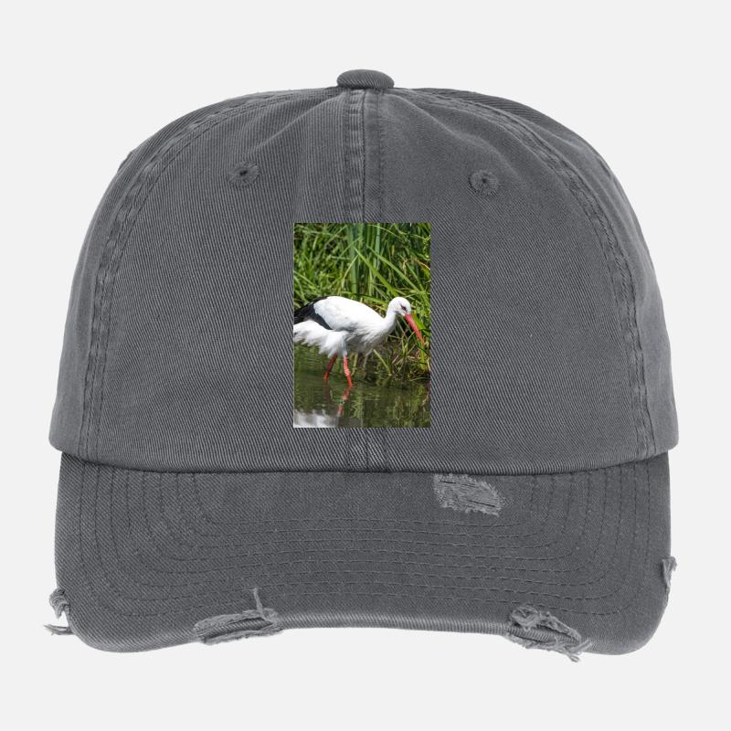 White stork (Weißstorch, Klapperstorch) Flexfit Vintage Destroyed Cap